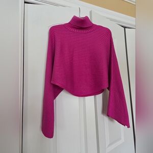 Pink Rose Fuchsia Ribbed Turtleneck Sweater